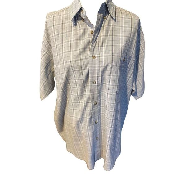 Wrangler Rugged Wear Button Down Gray Checkered Short Sleeve Shirt Size 2X/3X - Picture 5 of 9
